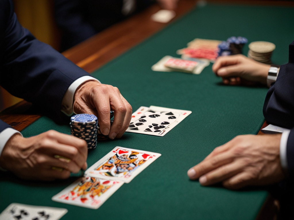 Trump went all-in with suited connectors, but China's pocket pair held strong. Trump rivers a straight in high-stakes poker showdown!